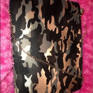 Large camo patterned purse